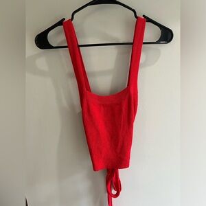 Red knit urban top